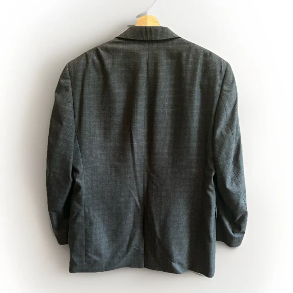 Jos A Bank Signature Collection Blazer Silk Wool Men's Size 42R Navy Checkered